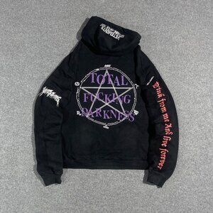 VETEMENTS 2017 Total Fucking Darkness TFD Heavyweight Hoodie in Black - XL